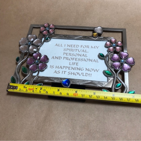 Silver-Tone Metal Frame with Colored Glass Floral Motif - Picture 12 of 12